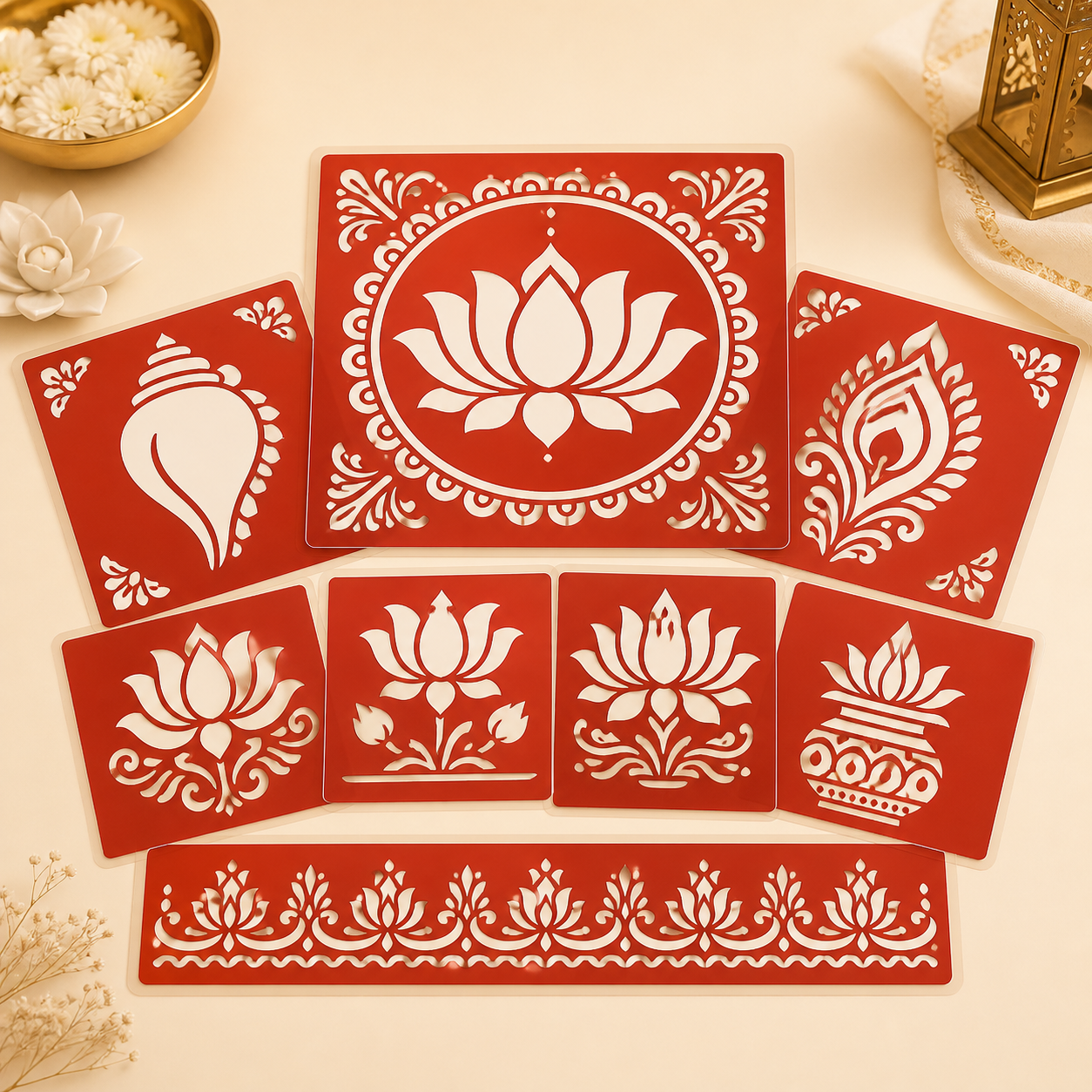Reusable Bengali Alpana Stencils