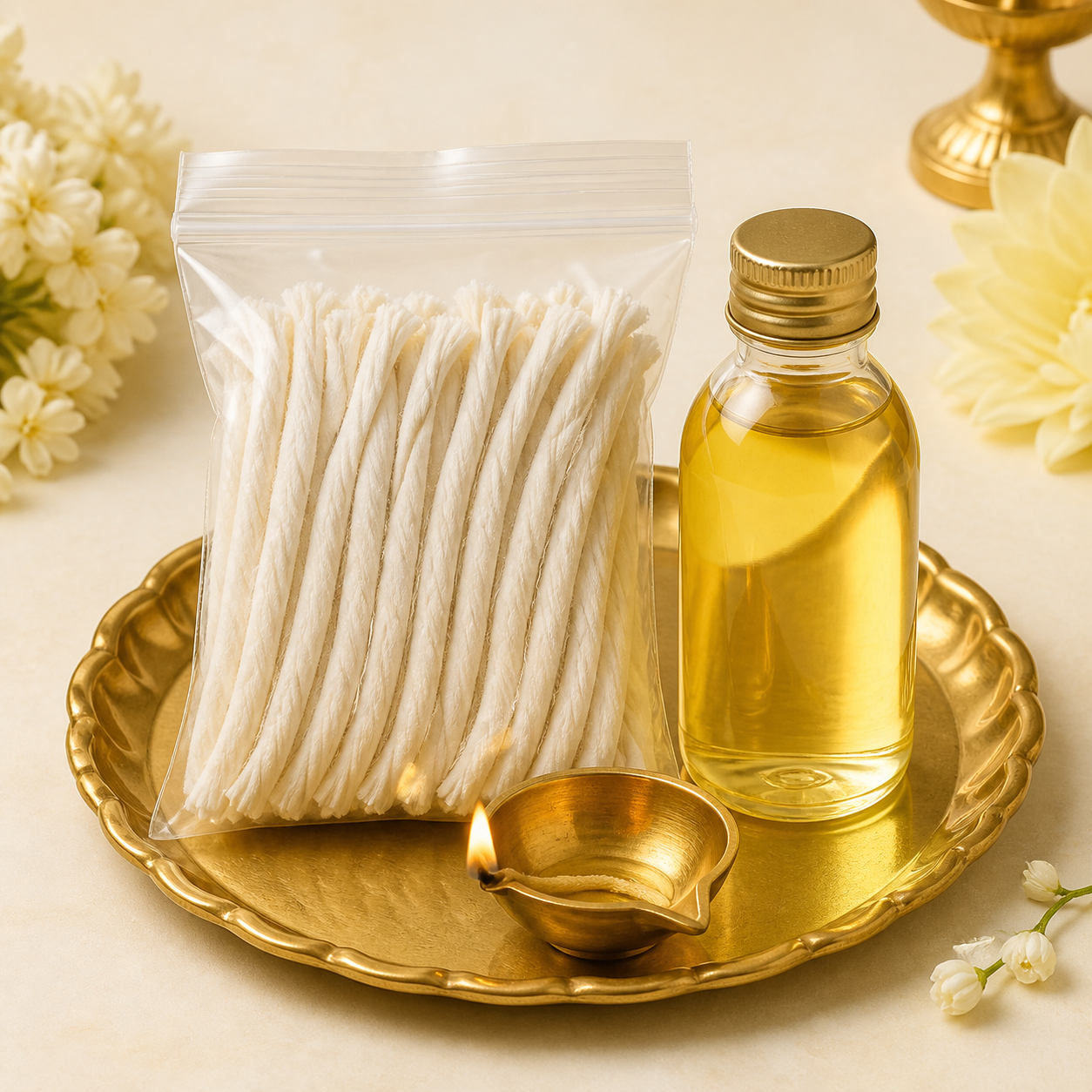 Cotton Wicks & Diya Oil Combo